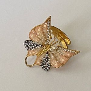 🦋Handmade 925 silver pink butterfly cz ring 18k gold plated